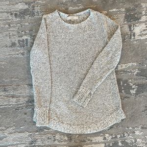 Loft Grey White Shirttail Knit Sweater Size XXS